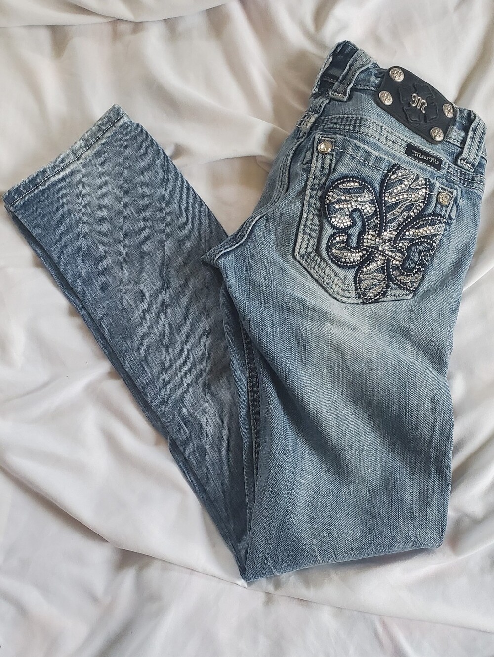 Miss Me Distressed Straight Leg Jeans, Women's Sz 24 (Actual W26/L30), JE5375T3R